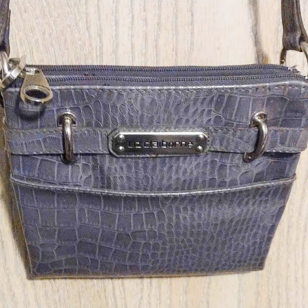 Liz Claiborne crossbody handbag Purse Grey Snakeskin